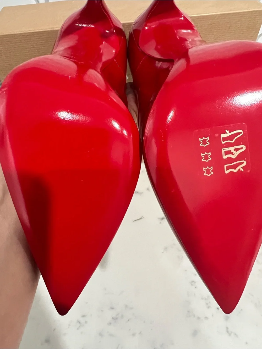 Christian Louboutin Red Patent Pointed-Toe Stiletto Pumps